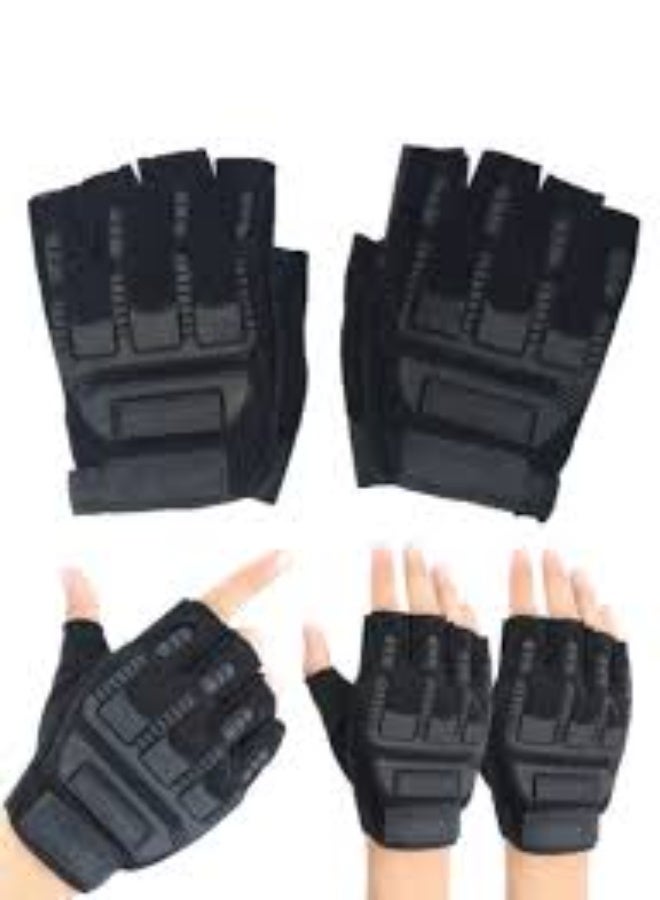 Leather Half Fingers Gloves For Sports activities And Motorcycle - Image 2